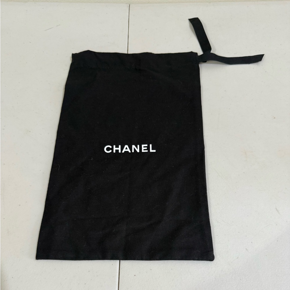 CHANEL Black Drawstring Dust Bag with White Logo